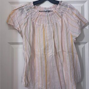 Madewell Striped Blouse in Pastel Pink and Yellow